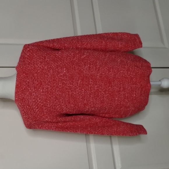 DEX women's X (12/14) reddish pink white slub flecks sweater long sleeve fringe - Picture 6 of 12